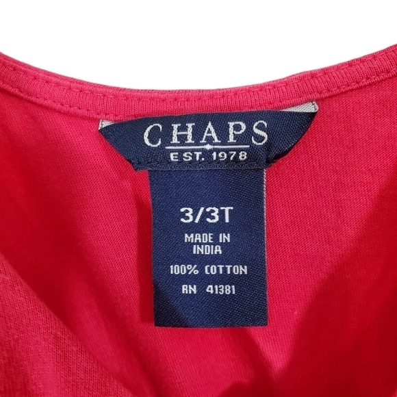 Chaps Pink Ruffle Cotton Tie Girl's Sundress - Picture 4 of 4